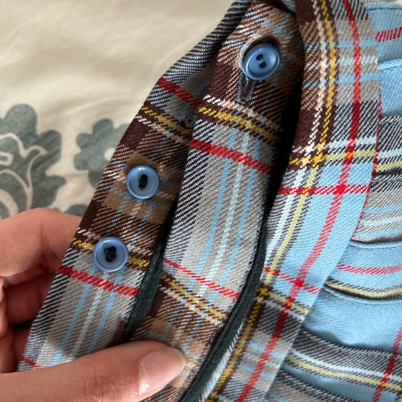 Pure Wool Blue Check Kilt Skirt - Picture 7 of 8